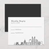 Pittsburgh Bruiloft | Gestileerde Skyline RSVP (Voorkant / Achterkant)