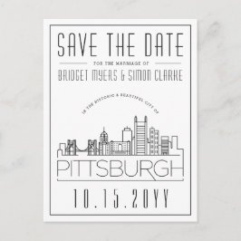 Pittsburgh Bruiloft Gestileerde Skyline Save the D Briefkaart