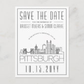 Pittsburgh Bruiloft Gestileerde Skyline Save the D Briefkaart (Voorkant)