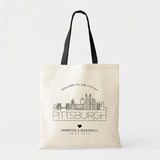 Pittsburgh Bruiloft | Gestileerde skyline Tote Bag (Voorkant)