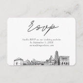 Pittsburgh Bruiloft Minimalistische Schets RSVP Informatiekaartje (Voorkant)