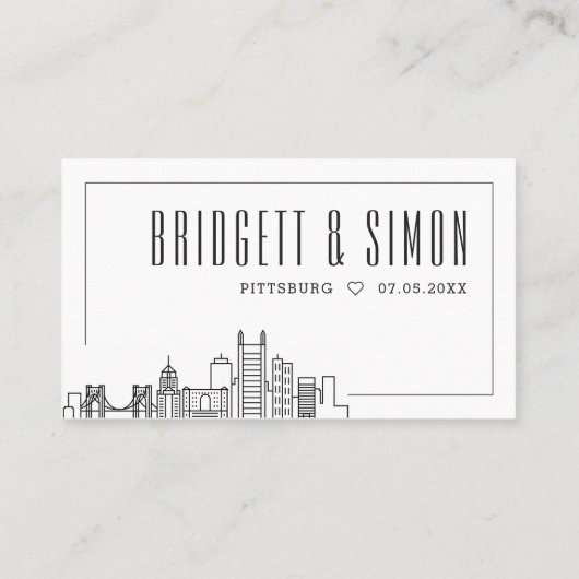 Pittsburgh Bruiloft | Plaats kaarten voor en achte Plaatskaartje (Achterkant)