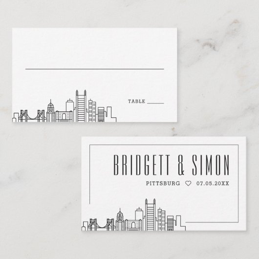 Pittsburgh Bruiloft | Plaats kaarten voor en achte Plaatskaartje (Voorkant / Achterkant)