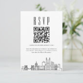 Pittsburgh Bruiloft QR code RSVP Kaart (Staand voorkant)