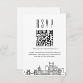 Pittsburgh Bruiloft QR code RSVP Kaart (Voorkant / Achterkant)