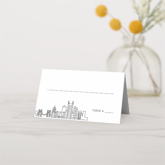 Pittsburgh Bruiloft | Tabelnaam Kaarten plaatsen Plaatskaartje (Voorkant)