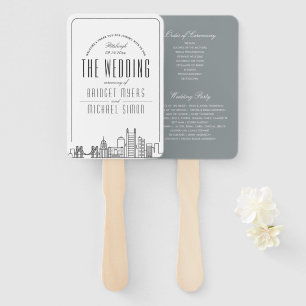 Pittsburgh Bruiloft Trouwprogramma Hand Fan Handwaaier