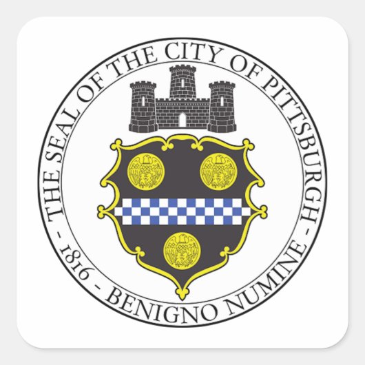 Pittsburgh City Seal Vierkante Sticker (Voorkant)