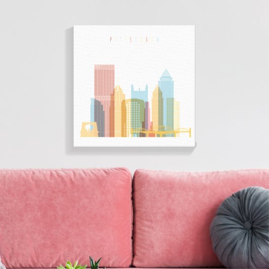 Pittsburgh | City Skyline Canvas Afdruk (Insitu (Woonkamer))