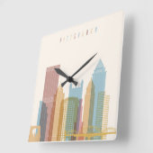 Pittsburgh | City Skyline Vierkante Klok (Hoek)