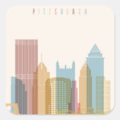 Pittsburgh | City Skyline Vierkante Sticker (Voorkant)