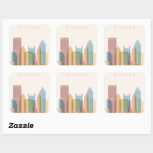 Pittsburgh | City Skyline Vierkante Sticker (Vel)