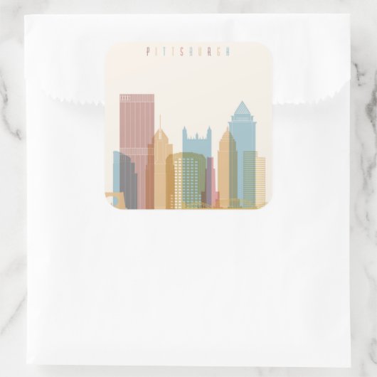Pittsburgh | City Skyline Vierkante Sticker (Tas)