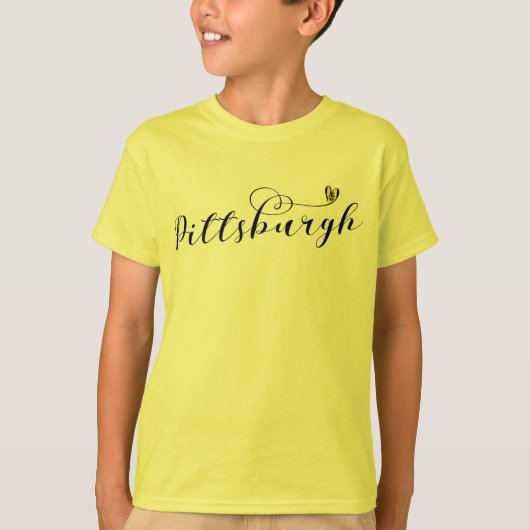 Pittsburgh City vlag in het hart T-shirt (Voorkant)
