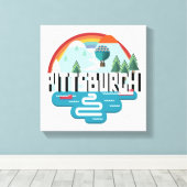 Pittsburgh | Cityscape Design Canvas Afdruk (Insitu (Houten vloer))
