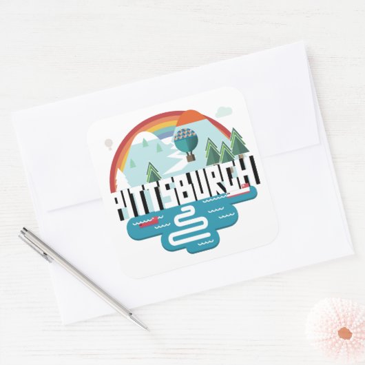 Pittsburgh | Cityscape Design Vierkante Sticker (Envelop)