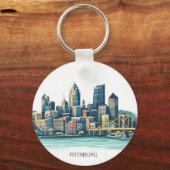 Pittsburgh Cityscape Sleutelhanger (Voorkant)