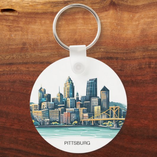 Pittsburgh Cityscape Sleutelhanger (Voorkant)