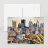 Pittsburgh Cityscape waterverf Briefkaart (Voorkant / Achterkant)
