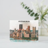 Pittsburgh Cityscape Waterverf Cityscape Briefkaart (Staand voorkant)