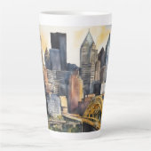 Pittsburgh Cityscape waterverf Latte Mok (Voorkant)