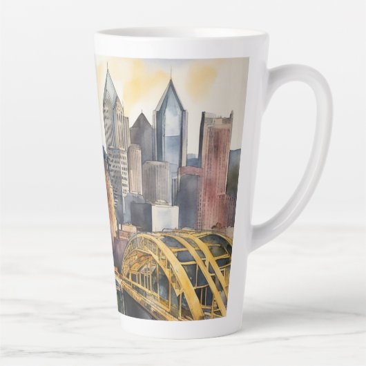 Pittsburgh Cityscape waterverf Latte Mok (Rechts)