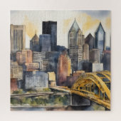Pittsburgh Cityscape waterverf Legpuzzel (Verticaal)