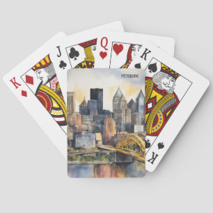 Pittsburgh Cityscape waterverf Pokerkaarten