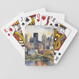 Pittsburgh Cityscape waterverf Pokerkaarten