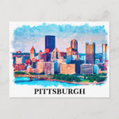 Pittsburgh Cityscape Waterverf Schilderen Briefkaart (Voorkant)