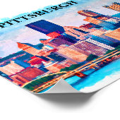 Pittsburgh Cityscape Waterverf Schilderen Poster (Hoek)
