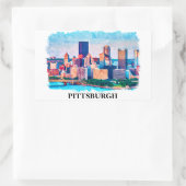 Pittsburgh Cityscape Waterverf Schilderen Rechthoekige Sticker (Tas)