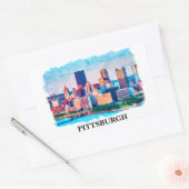 Pittsburgh Cityscape Waterverf Schilderen Rechthoekige Sticker (Envelop)