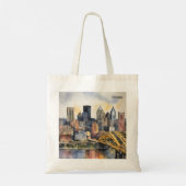 Pittsburgh Cityscape waterverf Tote Bag (Achterkant)