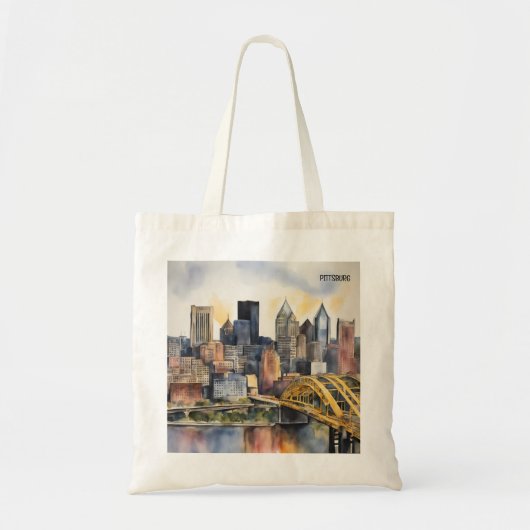 Pittsburgh Cityscape waterverf Tote Bag (Voorkant)
