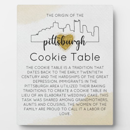 PITTSBURGH COOKIE-TABEL VOOR AFBEELDINGEN FOTOPLAAT (Voorkant)