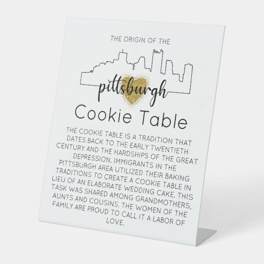 PITTSBURGH COOKIE-TABEL VOOR AFBEELDINGEN RECLAMEBORD MET VOETSTUK (Voorkant)