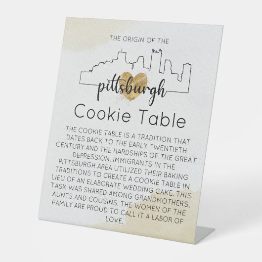PITTSBURGH COOKIE-TABEL VOOR AFBEELDINGEN RECLAMEBORD MET VOETSTUK (Voorkant)