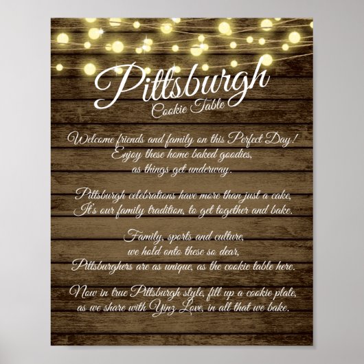 Pittsburgh Cookie Table Rustic Wedding Poster (Voorkant)