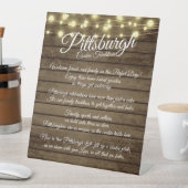 Pittsburgh Cookie Table rustieke tafel teken Reclamebord Met Voetstuk (Insitu)