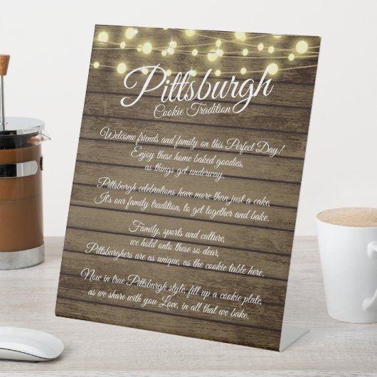 Pittsburgh Cookie Table rustieke tafel teken Reclamebord Met Voetstuk (Insitu)