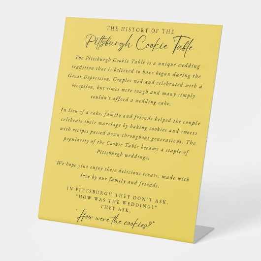 Pittsburgh Cookie Table Sign Reclamebord Met Voetstuk (Voorkant)