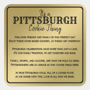 Pittsburgh Cookie Table Thing Gedicht Goud Vierkante Sticker