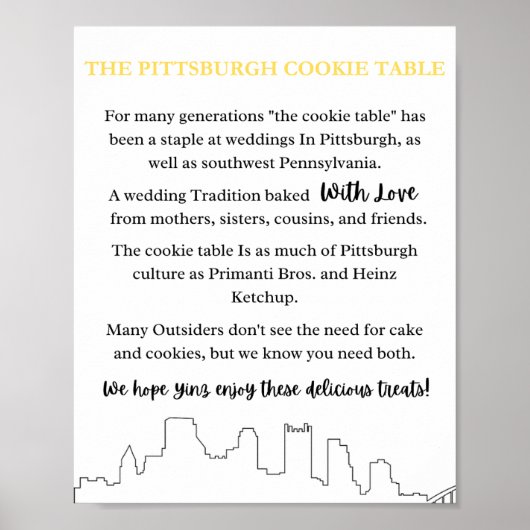 Pittsburgh Cookie Table Weddenschap Poster (Voorkant)