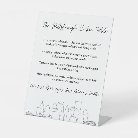 Pittsburgh Cookie tafel teken Reclamebord Met Voetstuk (Voorkant)