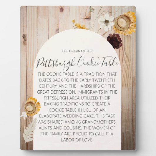 PITTSBURGH COOKIE TAFEL TEKEN TROUWTAFEL TEKEN FOTOPLAAT (Voorkant)