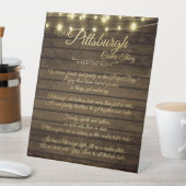Pittsburgh Cookie Thing Rustic Table Sign Reclamebord Met Voetstuk (Insitu)