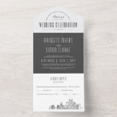 Pittsburgh Deco Skyline | Bruiloft All In One Uitnodiging (Binnen)