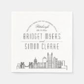 Pittsburgh Deco Skyline | Weddenschap Napkins Servet (Voorkant)