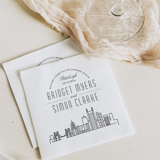 Pittsburgh Deco Skyline | Weddenschap Napkins Servet